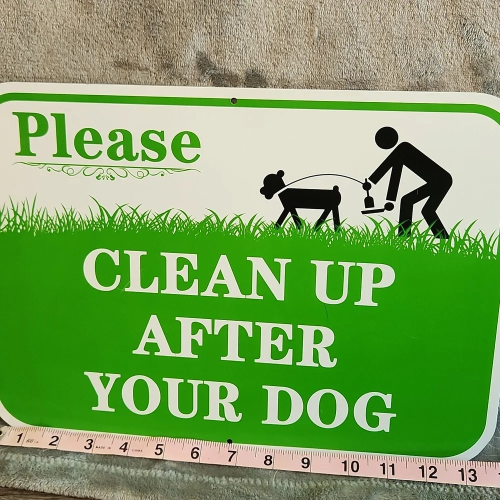 Double-sided Green Dog Waste Clean-Up Sign.